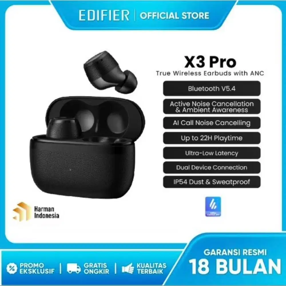 EDIFIER X3 PRO TRUE WIRELESS EARBUDSWITH ACTIVE NOISE CANCELLATION