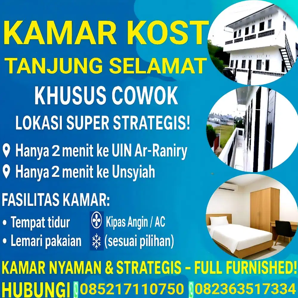 KAMAR KOST DEKAT UIN & UNSYIAH – FASILITAS LENGKAP!