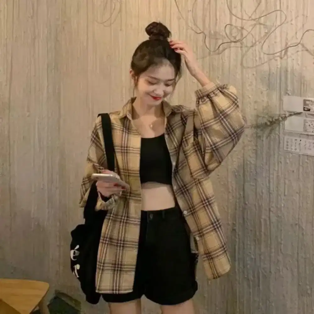 Kemeja Oslin Oversize | Kemeja Korea Jumbo Wanita | Bahan Creap - Fit