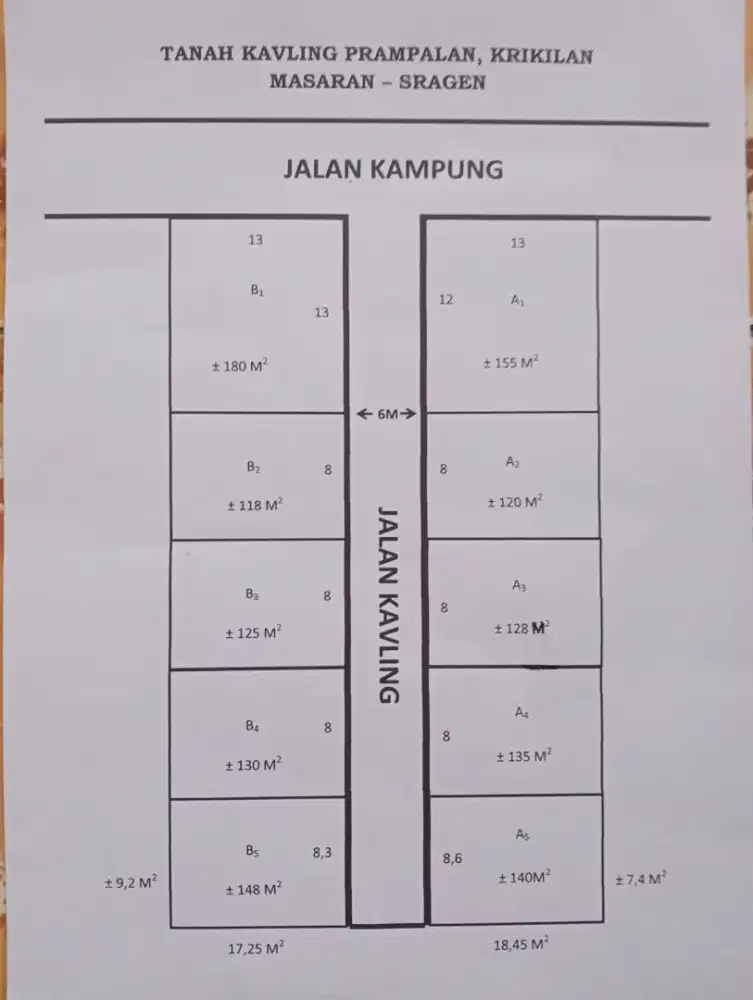 Kavling Masaran 300 m ke jl Sragen Solo
