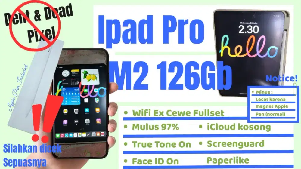 Mulus ipad pro M2 128gb + apple pen gen2