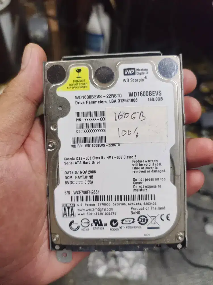 hardisk laptop 160gb sata normal