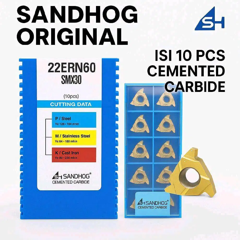Insert Pahat Bubut Sandhog 22ERN60 SMX30 Cemented Carbide -Isi 10 Pcs