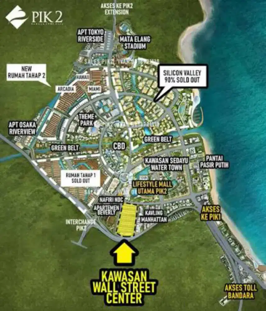 Sewa Cepat Kavling PIK 2 Wall Street – Lokasi Komersil Utama Hadap Tol