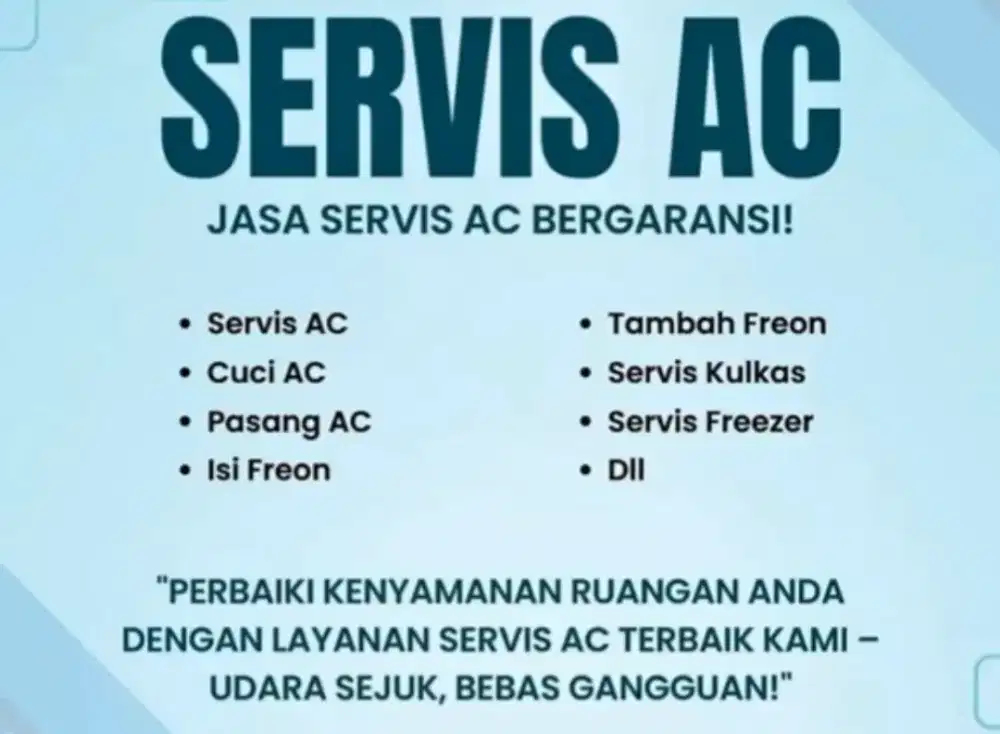 Service ac, kulkas, mesin cuci, pompa air, dan bongkar pasang ac