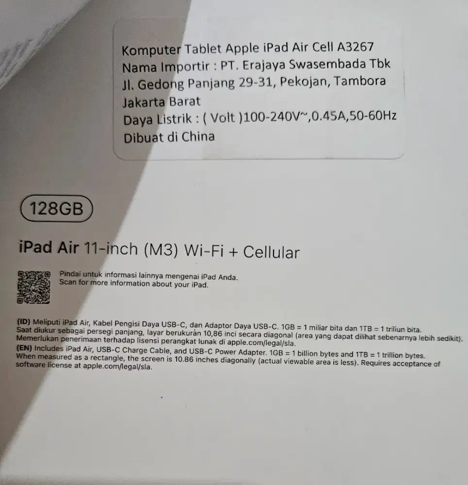 Ipad Air 11 inch M3 Wifi + Cellular 128 GB
