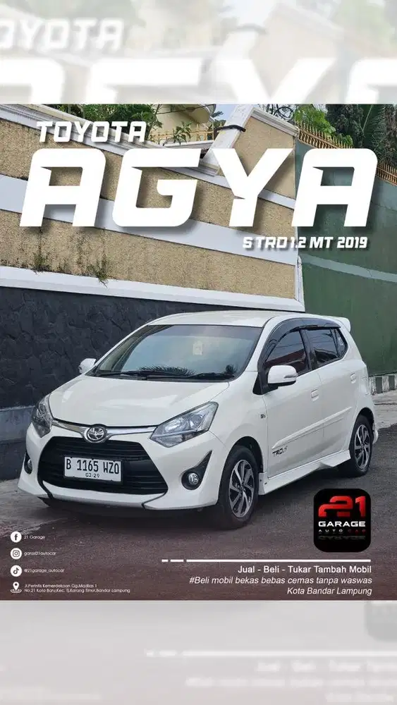 Toyota Agya 2019 G trd 1.2 Manual jual cepat full istimewa dp ceper