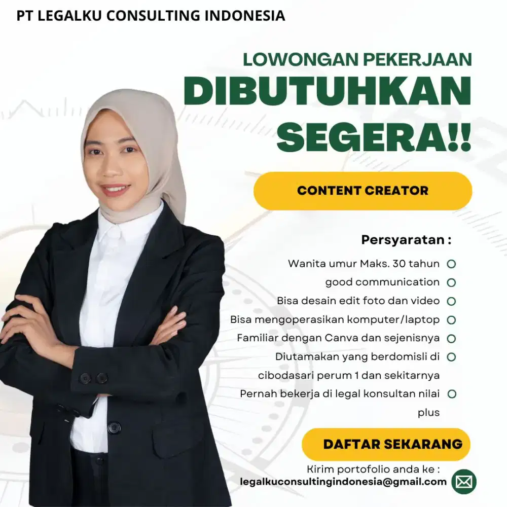 LOWONGAN PEKERJAAN CONTENT CREATOR