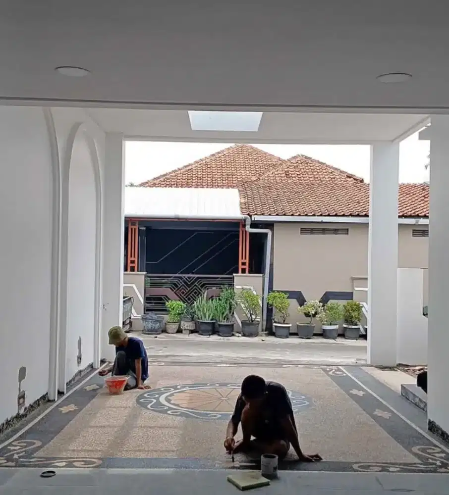 lantai batu sikat minimalis