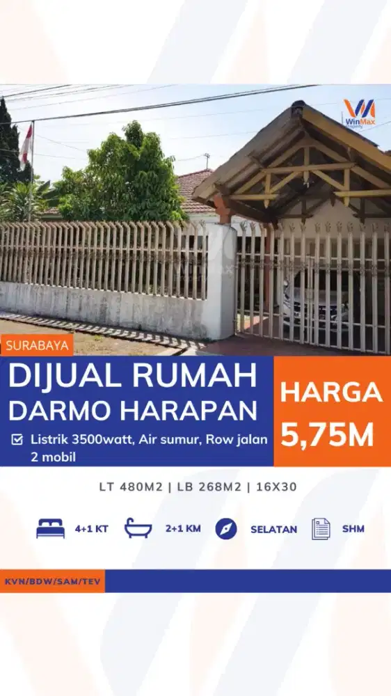Dijual rumah darmo harapan