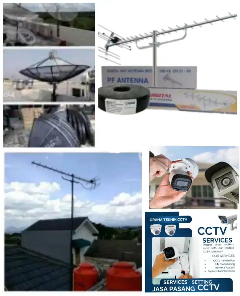 Ahli jasa pasang antena TV digital service parabola dan camera CCTV