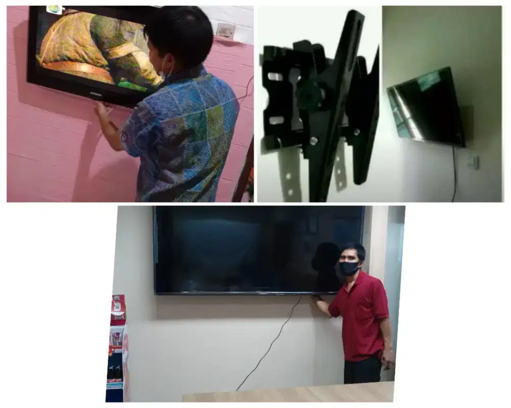 Pasangkan bracket dan Braket +pasang terimarapih breket briket led tv