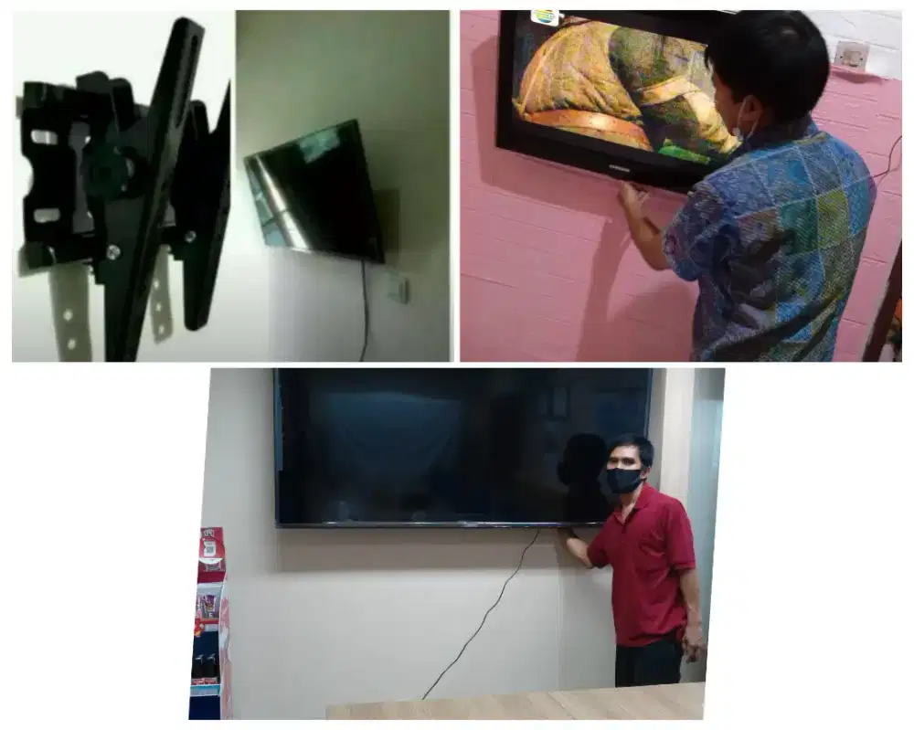Pasangkan bracket dan Braket +pasang terimarapih breket briket led tv