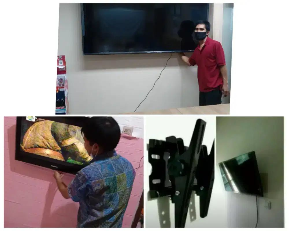 Pasangkan bracket dan Braket +pasang terimarapih breket briket led tv