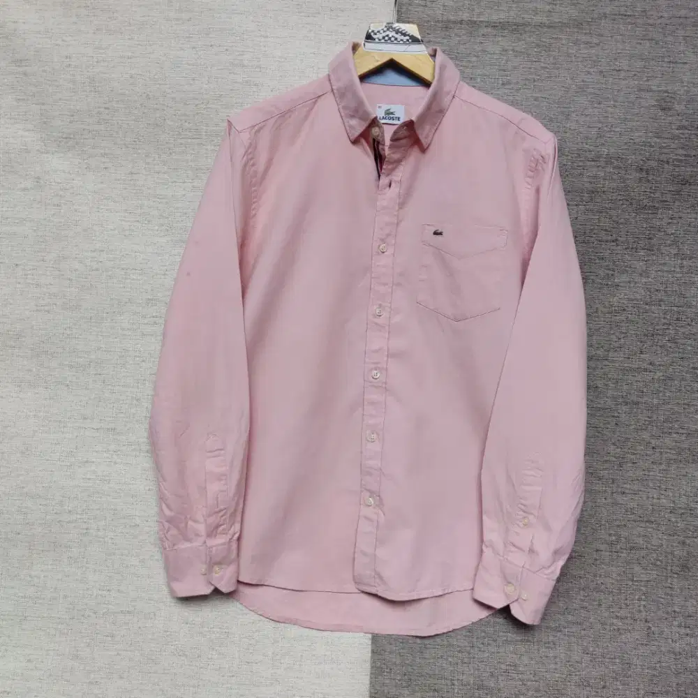 Kemeja Oxford Lacoste pink colour Size L