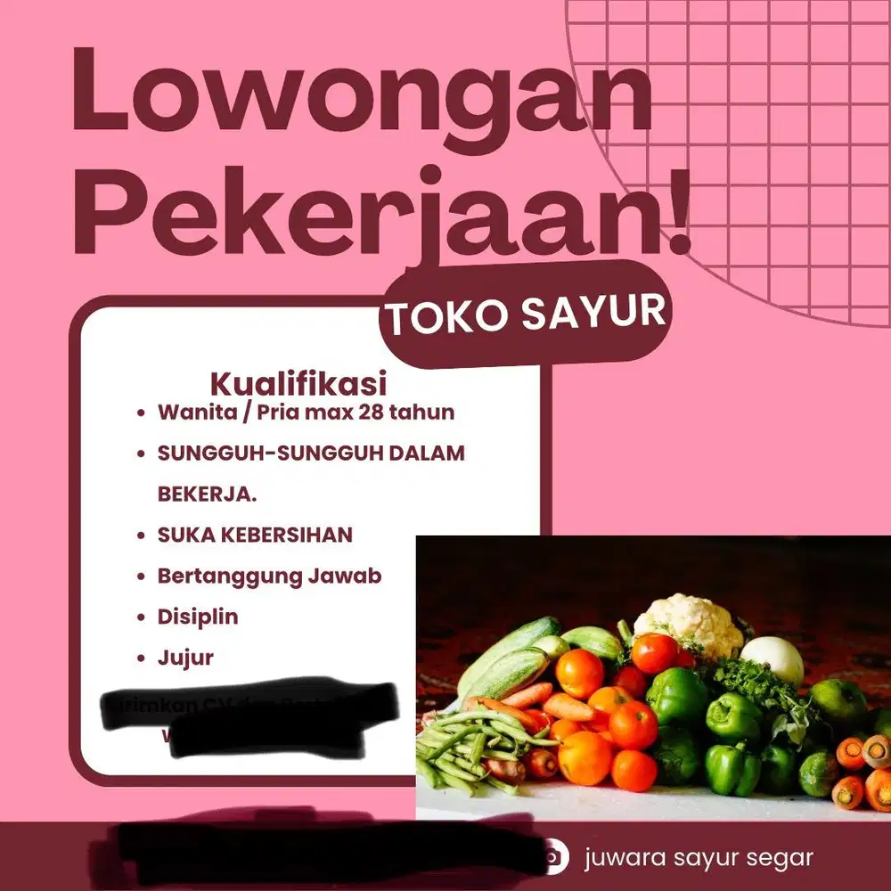 MEMBUTUHKAN BANYAK TEAM UNTUK JAGA KIOS SAYUR DAN SEMBAKO