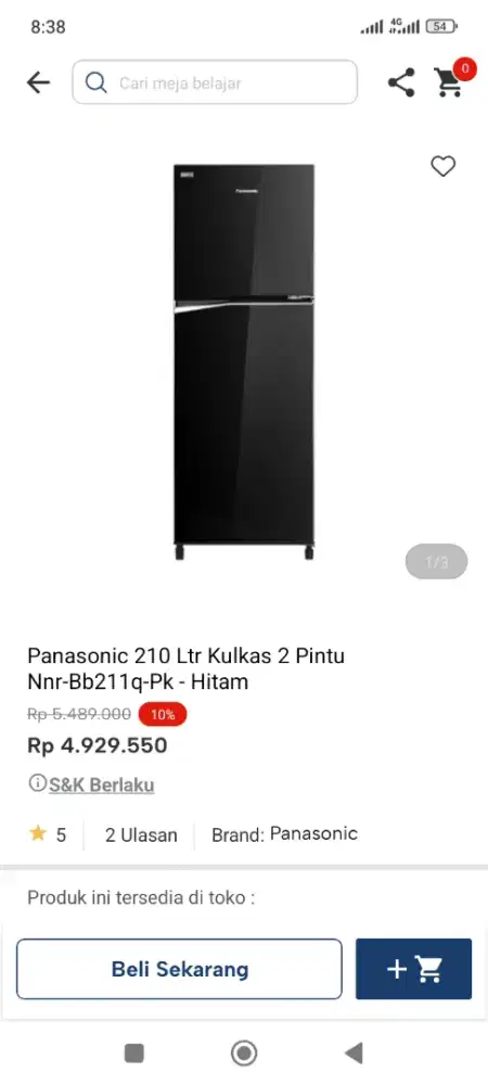 Panasonic 210liter kulkas 2pintu