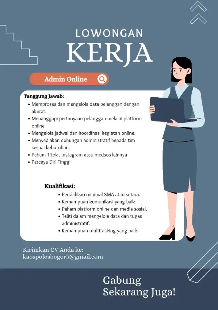 Lowongan Admin Online Shop & Media Sosial (Full Time)