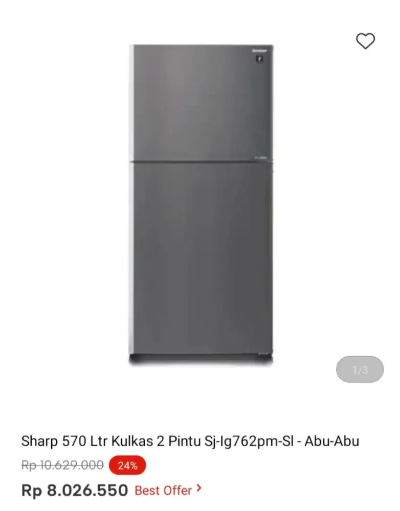 Sharp 570 Ltr Kulkas 2 Pintu Sj-Ig762pm-SI - Abu-Abu