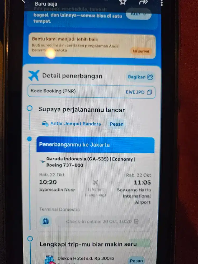 Tiket Garuda Indonesia tgl 22 Okt 25
