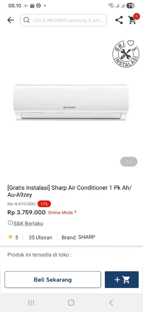 Sharp ac 1 pk au-a9zey