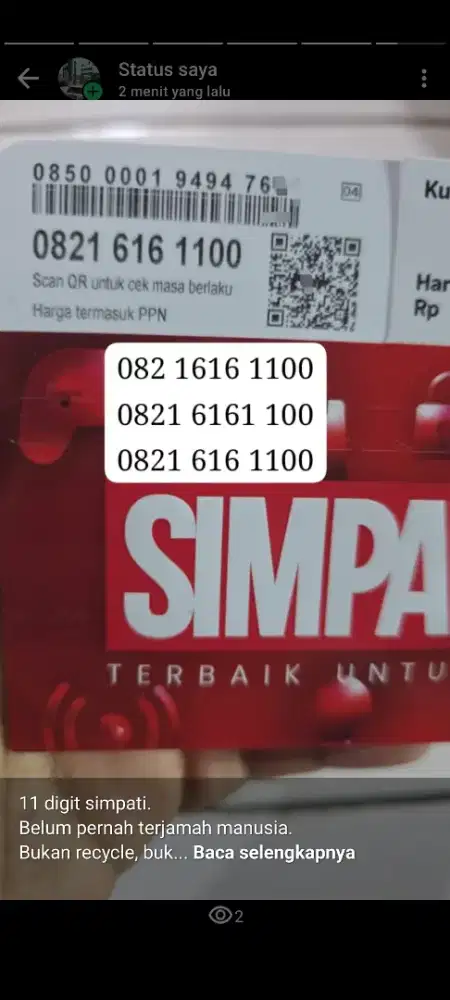 Nomor cantik simpati