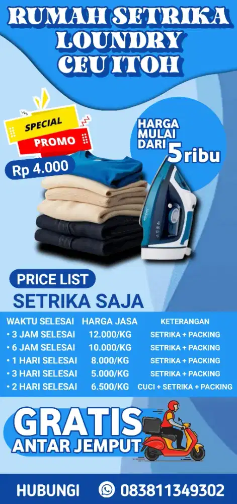 Jasa setrika rumahan