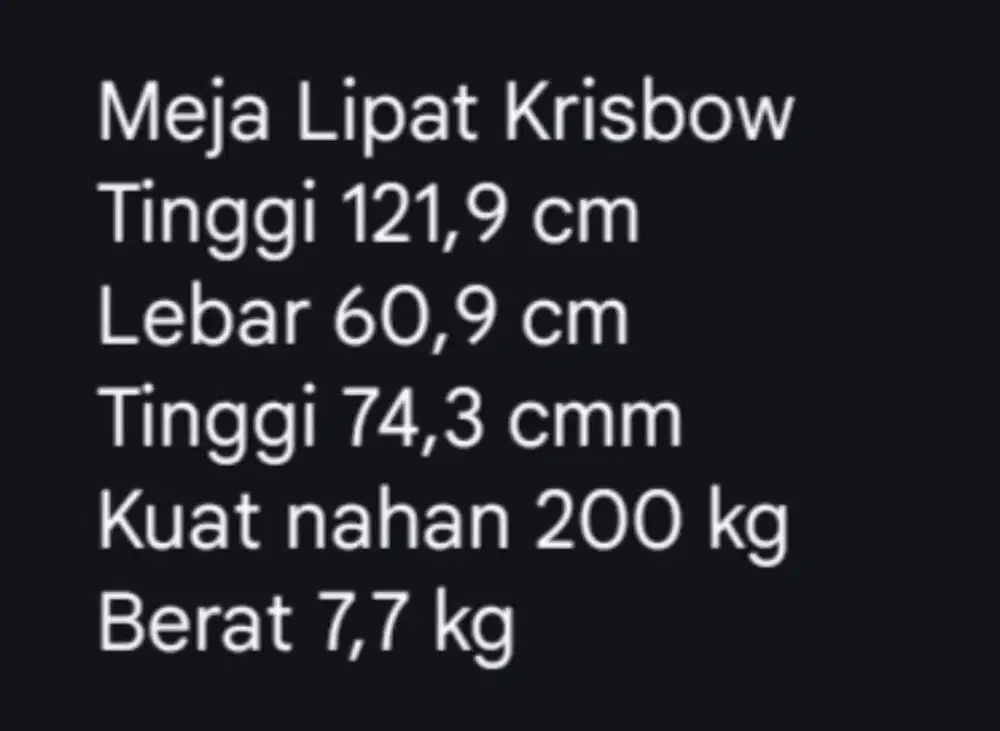 Meja lipat krisbow