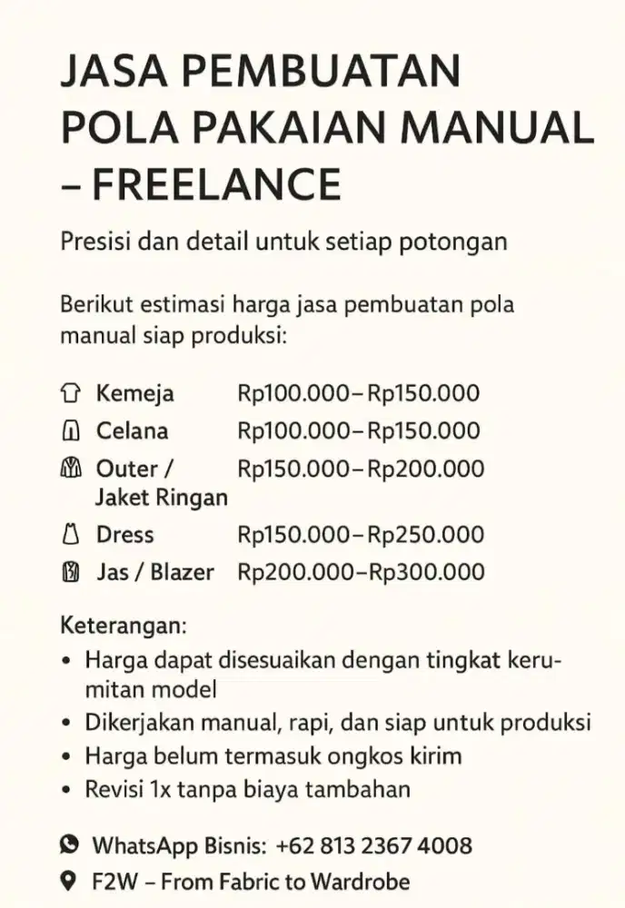 Jasa membuat pola pakaian