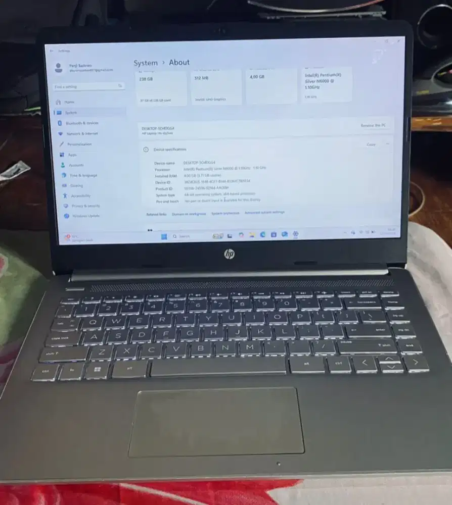 Laptop Hp 14s keyboard backlight