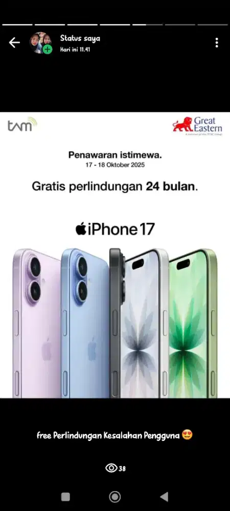 iphone 17 Basic Bergaransi Resmi Free Perlindungan kesalahan pengguna