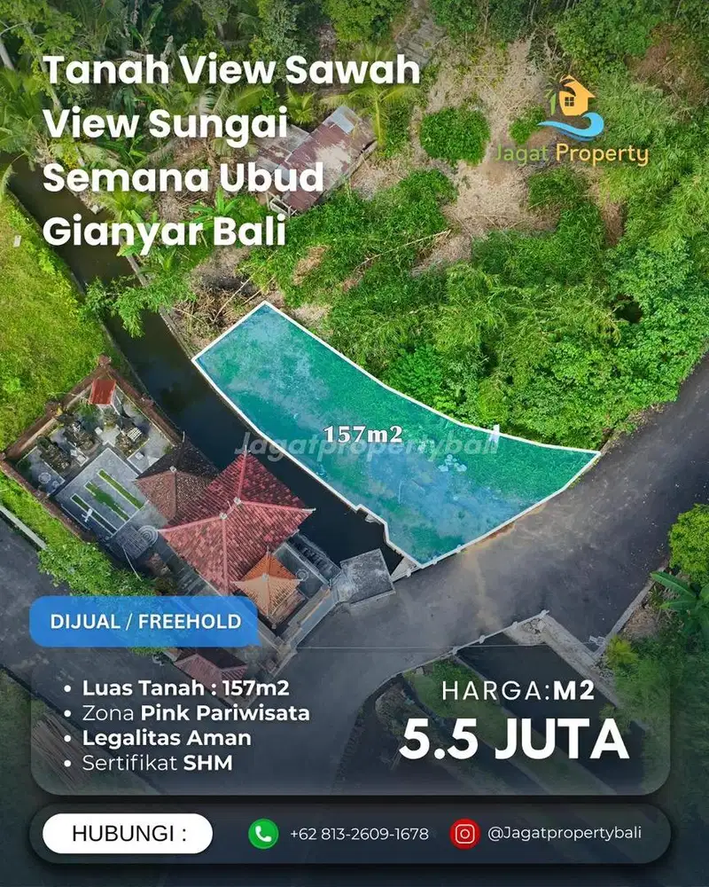 Dijual Tanah Berlokasi Semana Ubud Gianyar Bali Dengan View Sungai