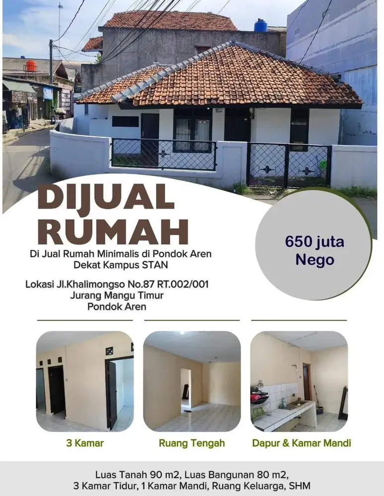 Dijual Rumah sudah SHM lokasi Pondok Aren Jurang Mangu Timur