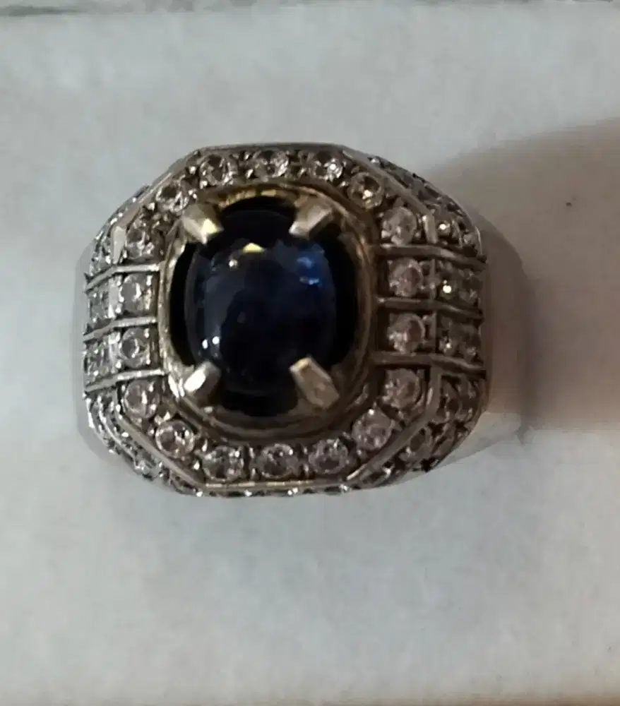 Cincin Blue Sapphire Asli dengan sertifikat