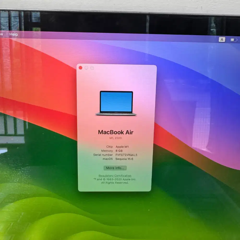 Macbook Air M1 layar 13 inch Ram 8 Ssd 512 Space Grey full set