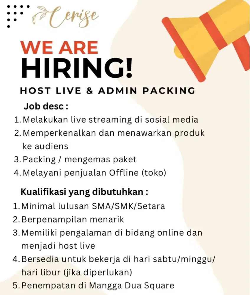 Dicari Admin Online (terbiasa menjadi host live)