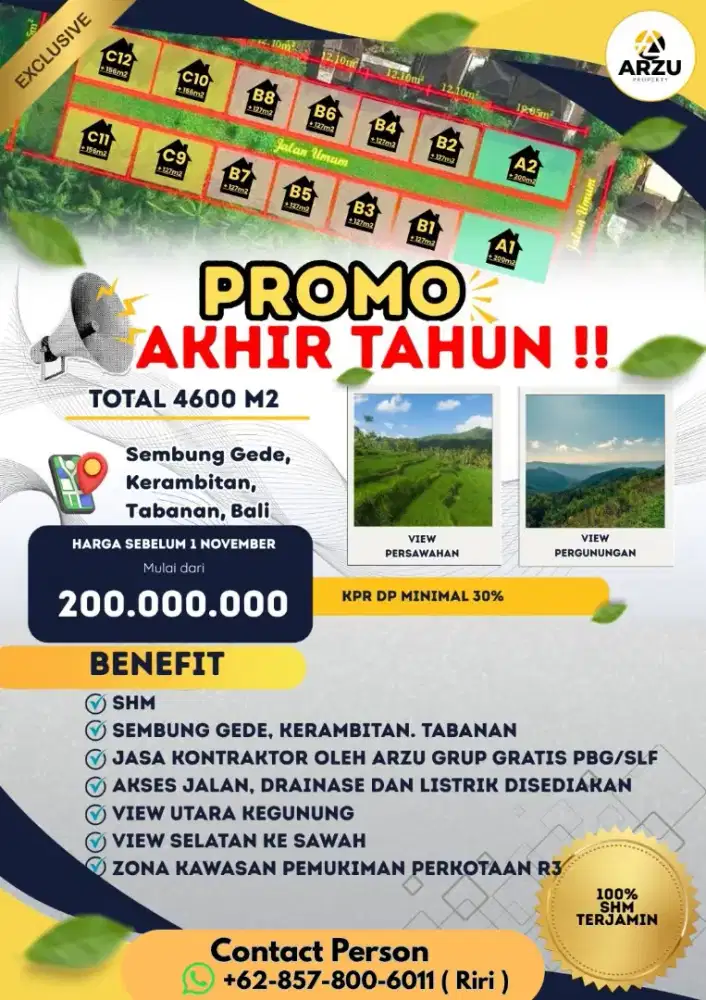 Dijual tanah murah tabanan