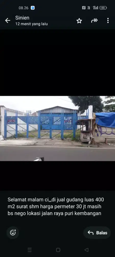 Gudang di pinggir jalan raya Puri Kembangan Jakbar