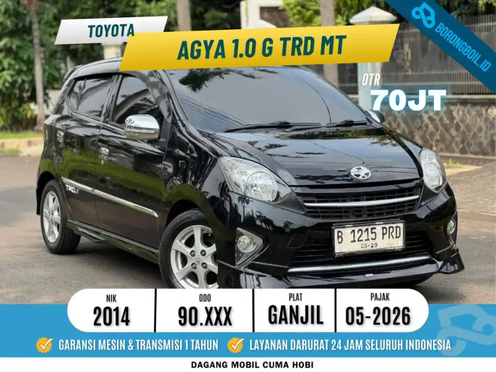 LOW KM Toyota Agya 1.0 G TRD MT 2014/2015 Hitam brio
