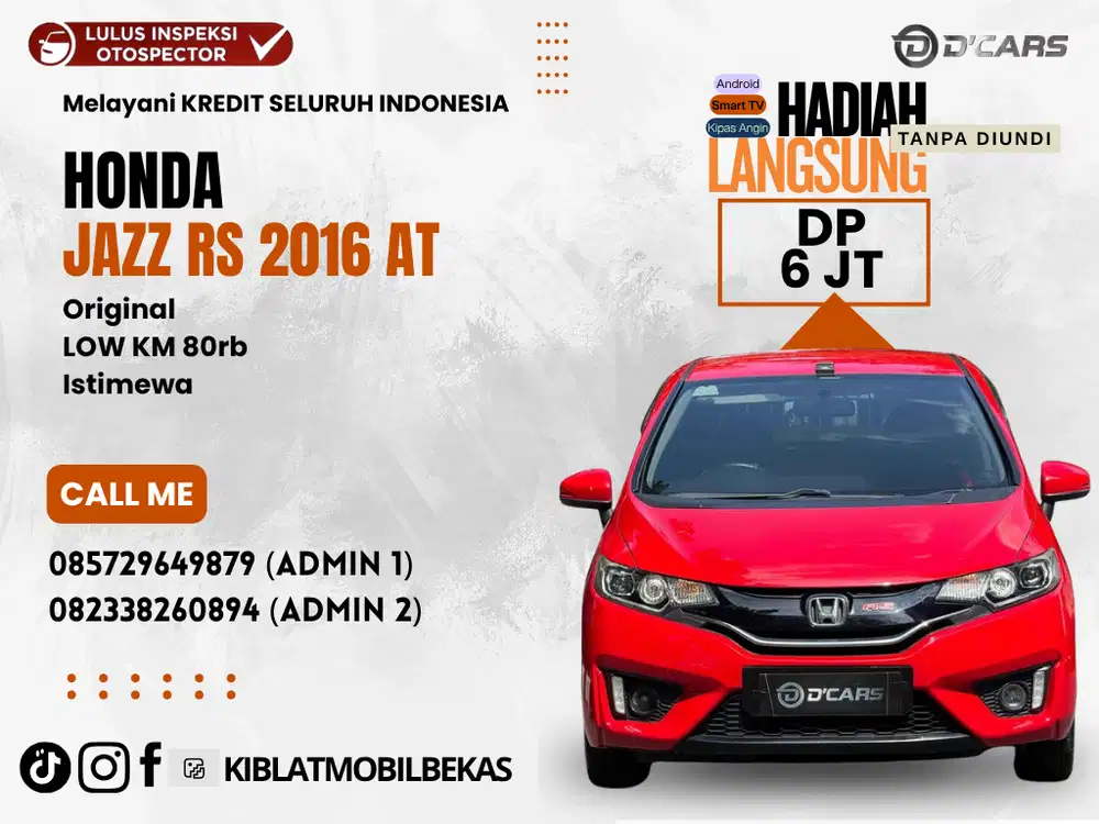 HONDA JAZZ RS 2016 MATIC LOW KM ORIGINAL ISTIMEWA