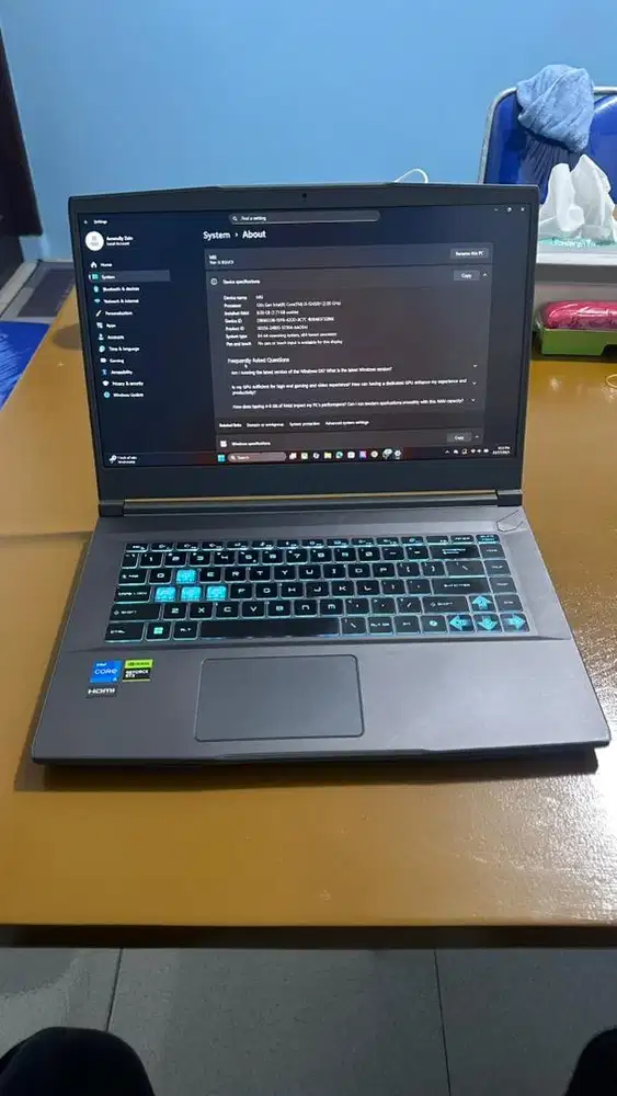 MSI Thin 15 B12UCX Intel Core I5 12450H 8/512GB (Usia Pakai 3 bulan)