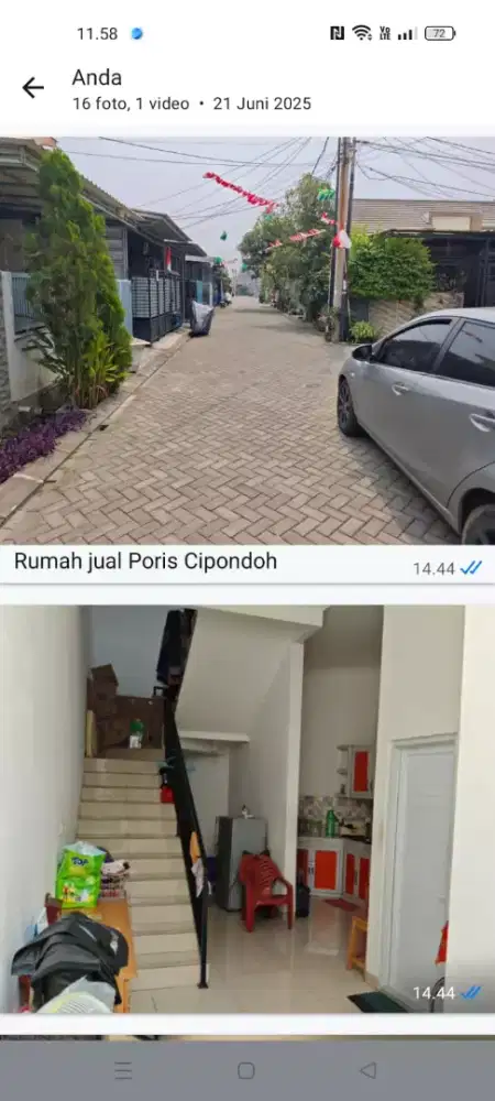 Rumah siap huni tingkat terang minimalis Poris Cipondoh