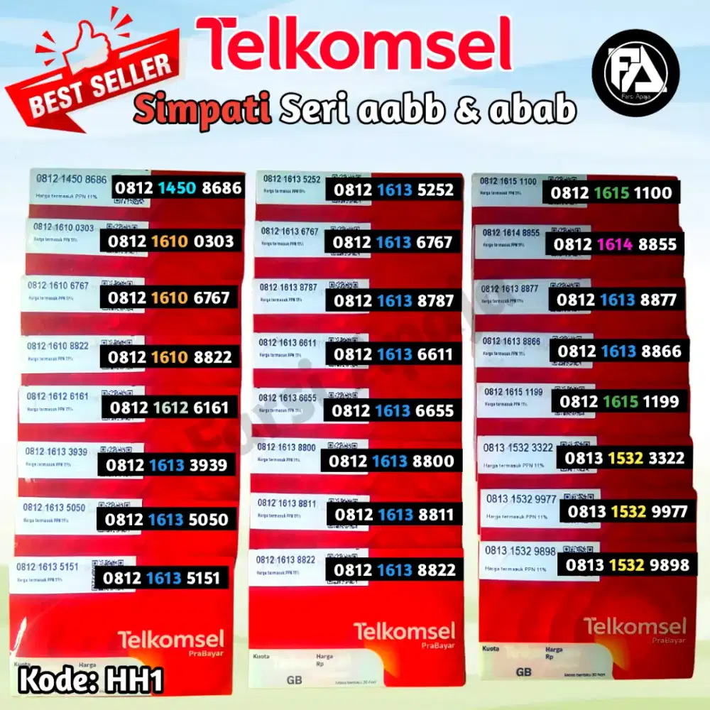 Kartu Perdana Nomor Cantik Telkomsel (SIMPati) Seri abab & aabb MURAH