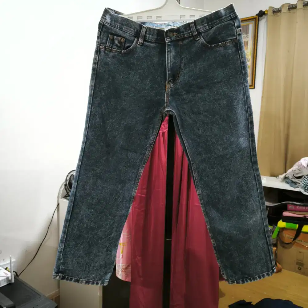 Celana Jeans Wanita Denim Biru Tua Second Pull & Bear