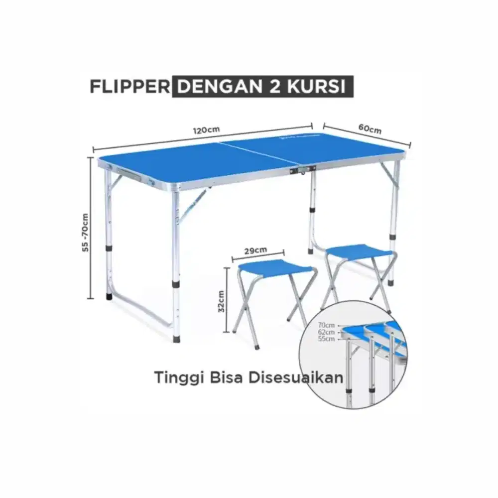 Meja lipat portable set 2 kursi