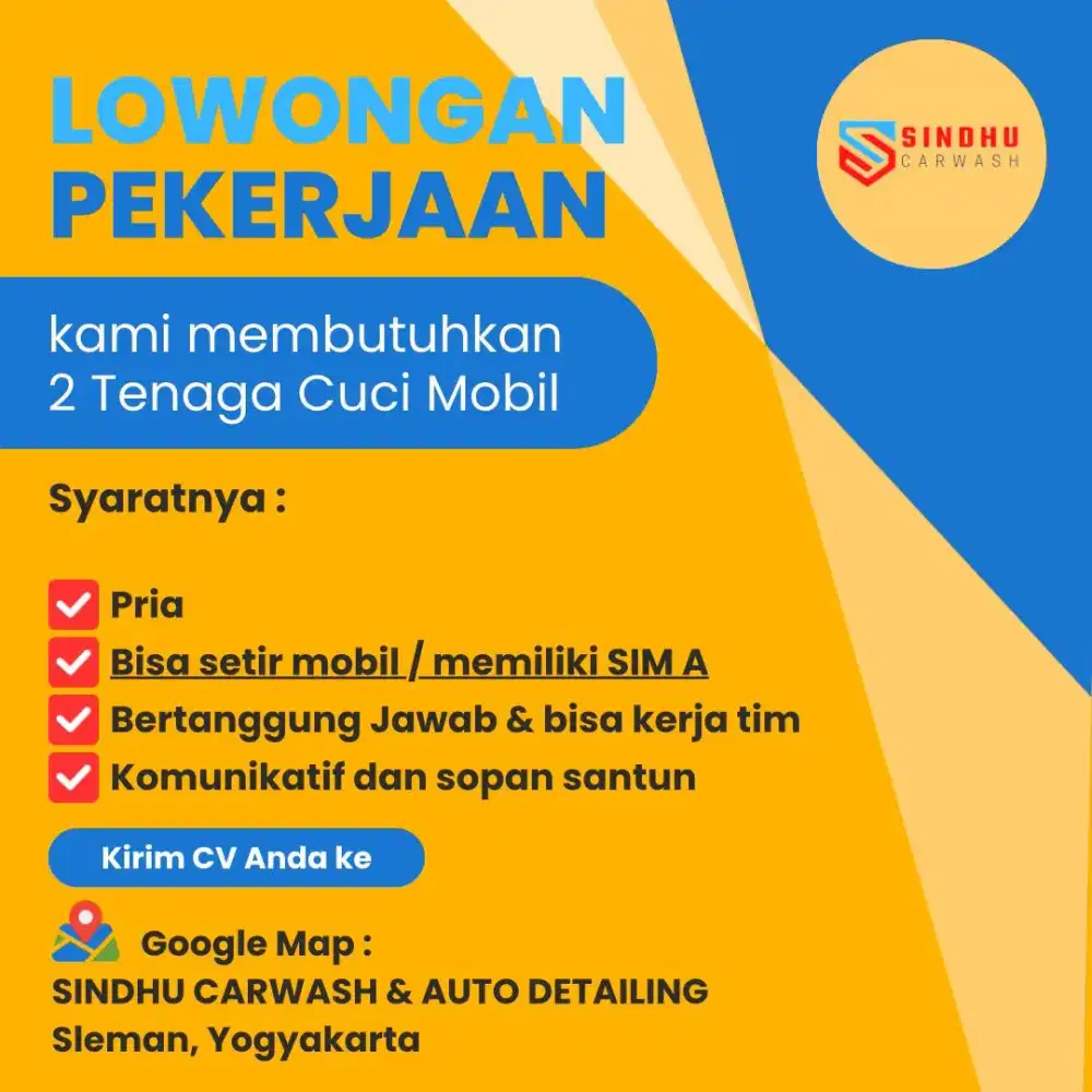Lowongan Teknisi Poles mobil dan Cuci Mobil