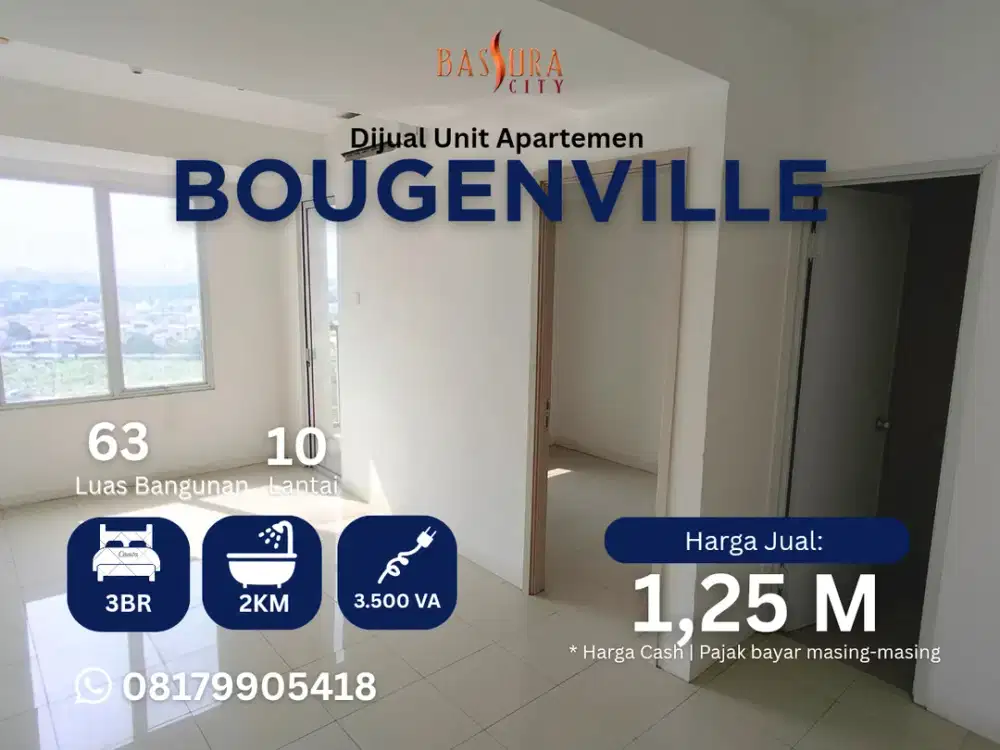Jual 3BR tower Bougenville akses langsung dari dalam mall apartemen Bassura City call Maula
