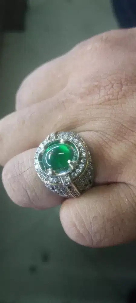 Batu garut selasih kristal giwang ring perak