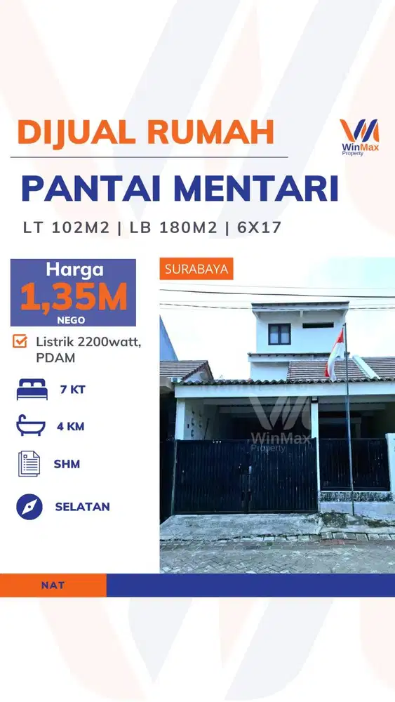 DIJUAL RUMAH PANTAI MENTARI
