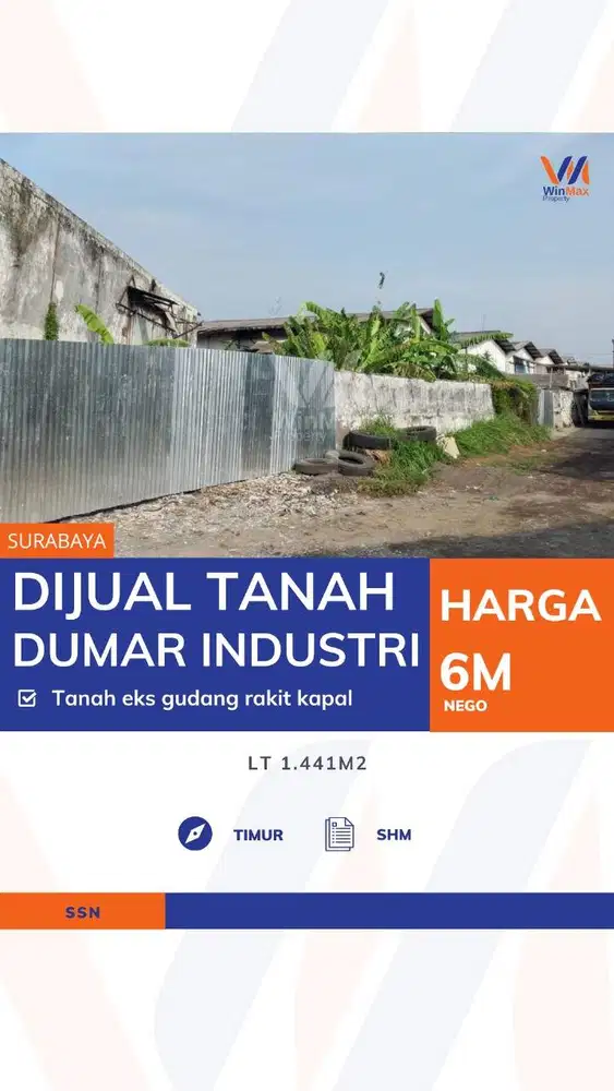 DIJUAL TANAH Lokasi DUMAR INDUSTRI